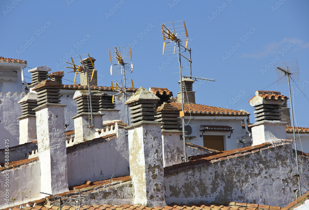 Street and roofs view in the old spanish town