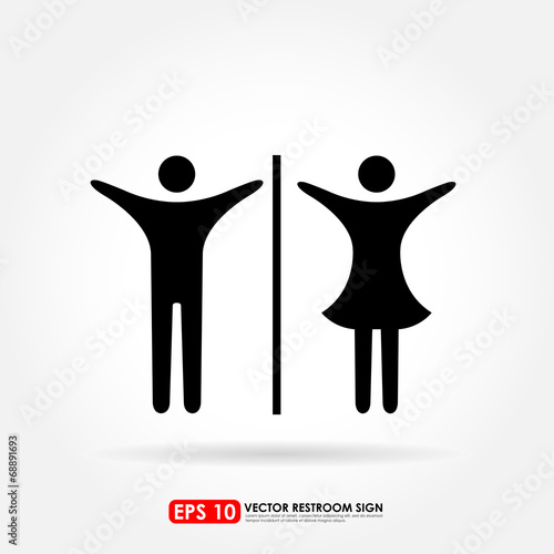 Male & female icons as toilet or restroom sign