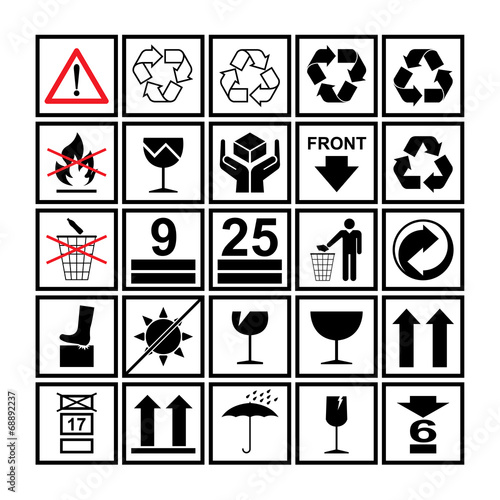 Handling & packing icon set - used beside boxes & packaging