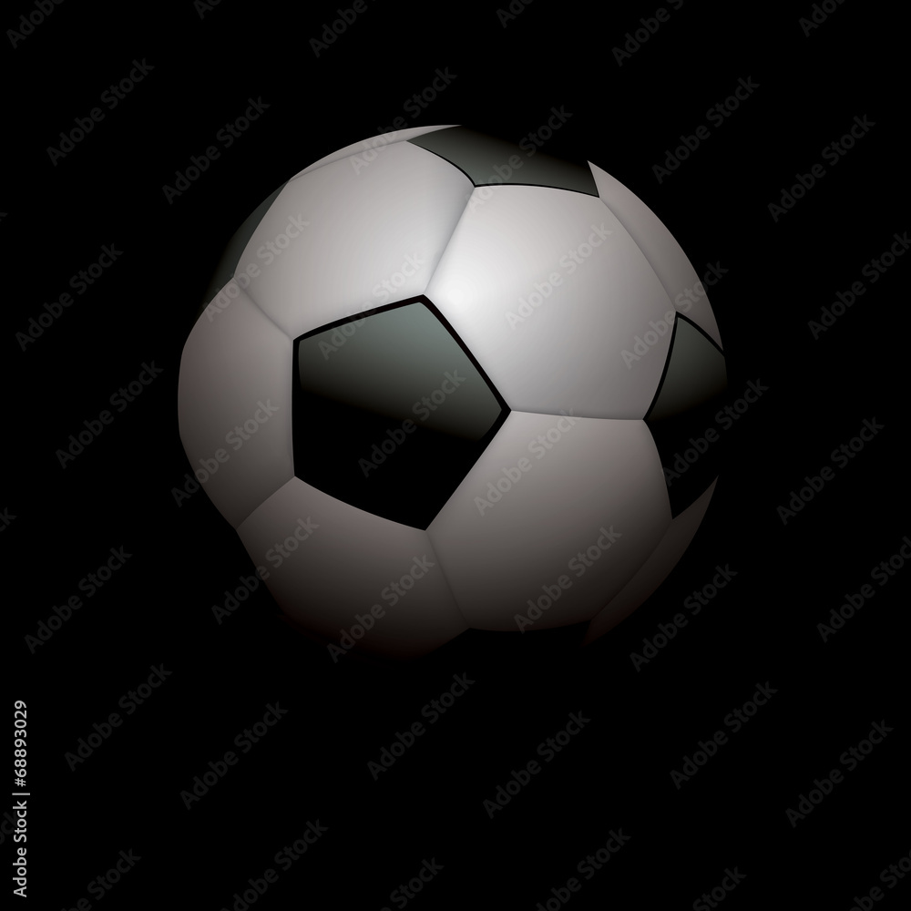Realistic Soccer Ball Football on Black Illustration Realistic Soccer Ball Football on Black Illustration