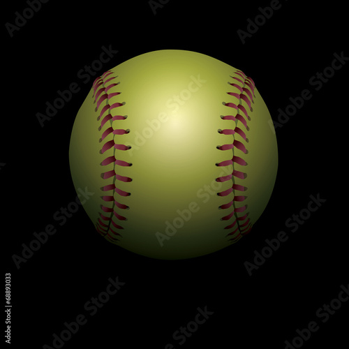 Softball on Black Shadowed Background Illustration