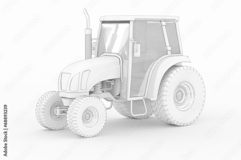 Tractor V - white isolated