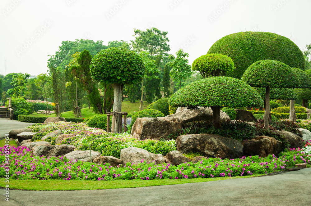 stone in beautiful garden
