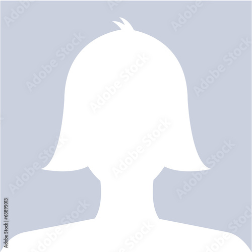 Female profile avatar icon white on blue background use for soci