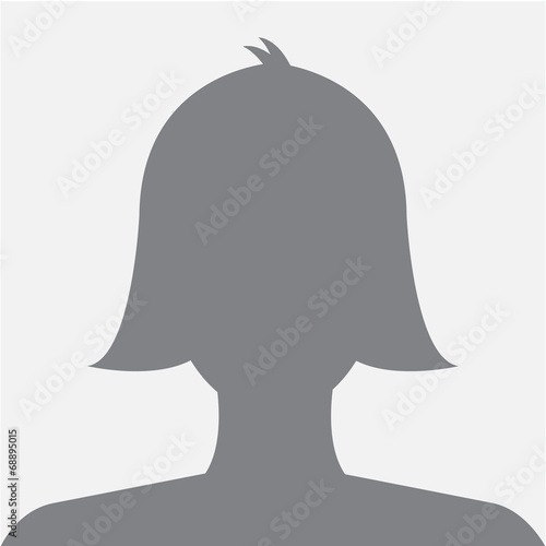 Female profile avatar icon dark grey on white background use for