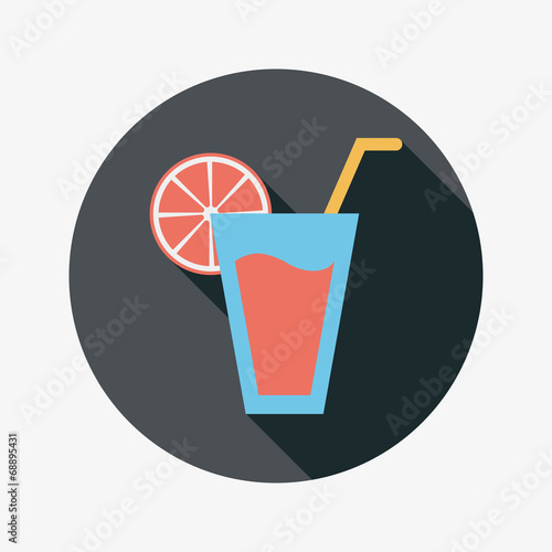 cocktail flat icon with long shadow