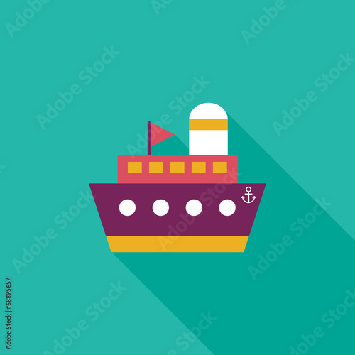 ship  boat flat icon with long shadow