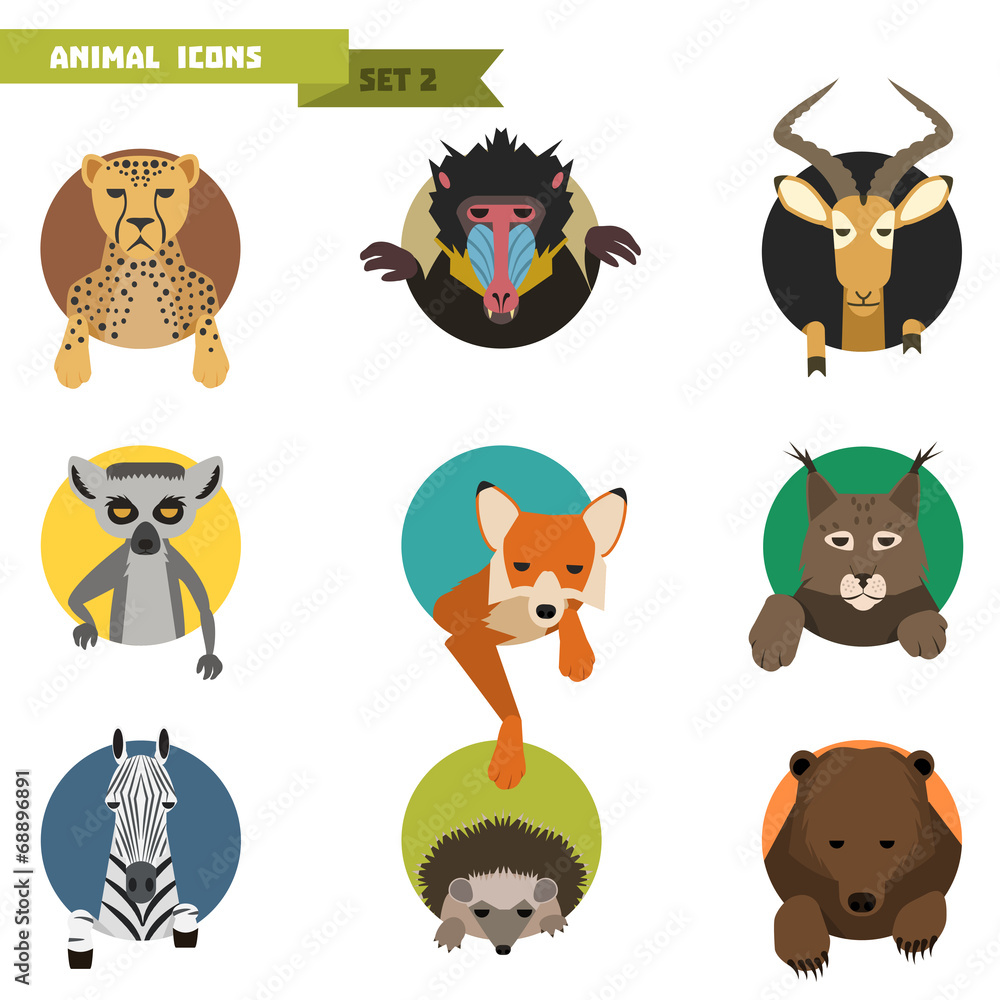 Fototapeta premium Animal avatars. Vector Illustration