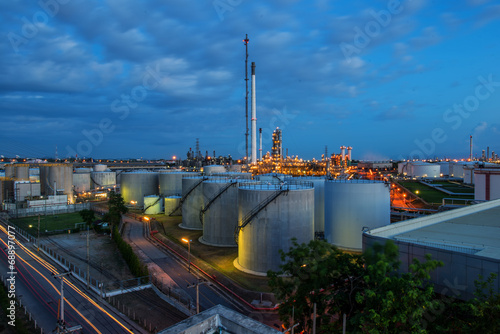 Oil refinery at twilight sky