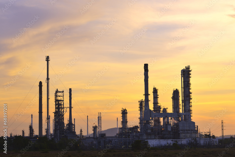 Oil refinery at twilight - factory Oil refinery at twilight - factory