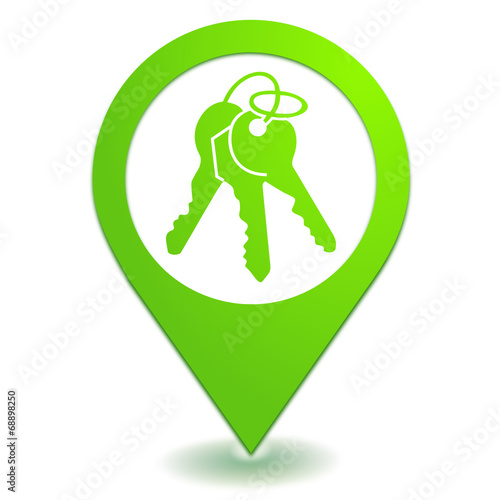 trousseau de clefs sur symbole localisation vert