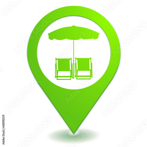 vacances plage sur symbole localisation vert