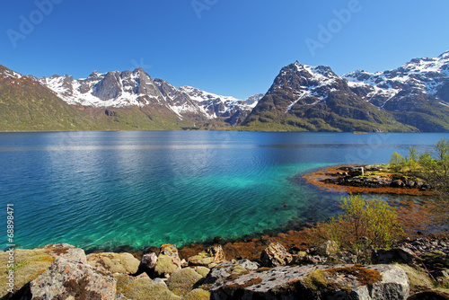 Moutain and lake sea landcape in Norway photo