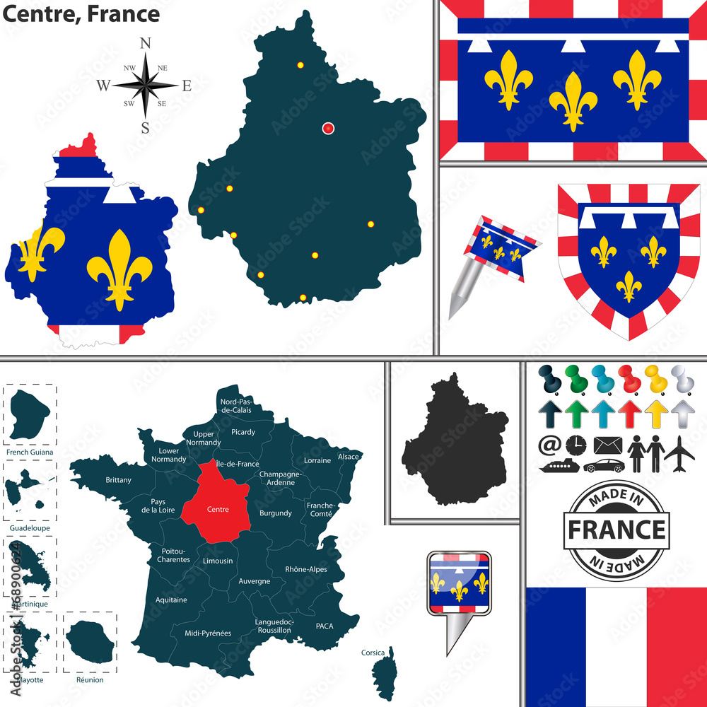 Fototapeta premium Map of Centre, France
