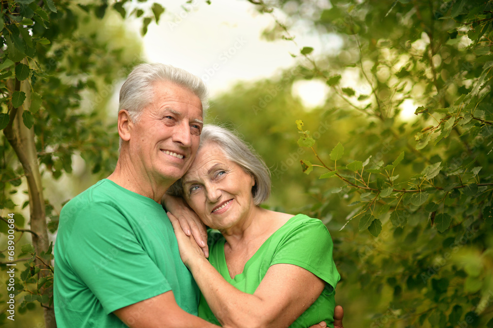 Portrait of senior couple in forest Portrait of senior couple in forest