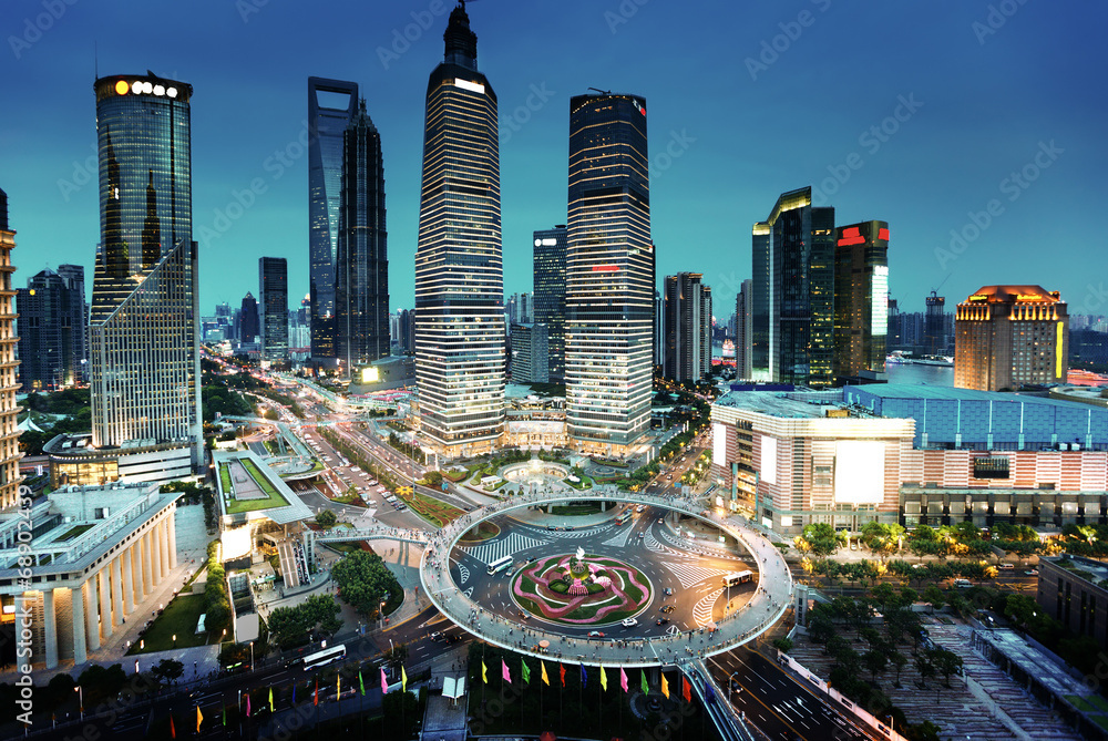 Obraz premium shanghai night view from the oriental pearl tower