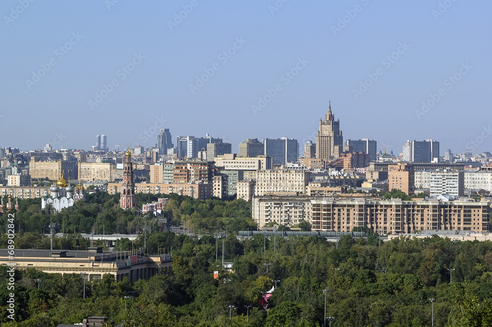 view of Moscow from Sparrow hills,Russia