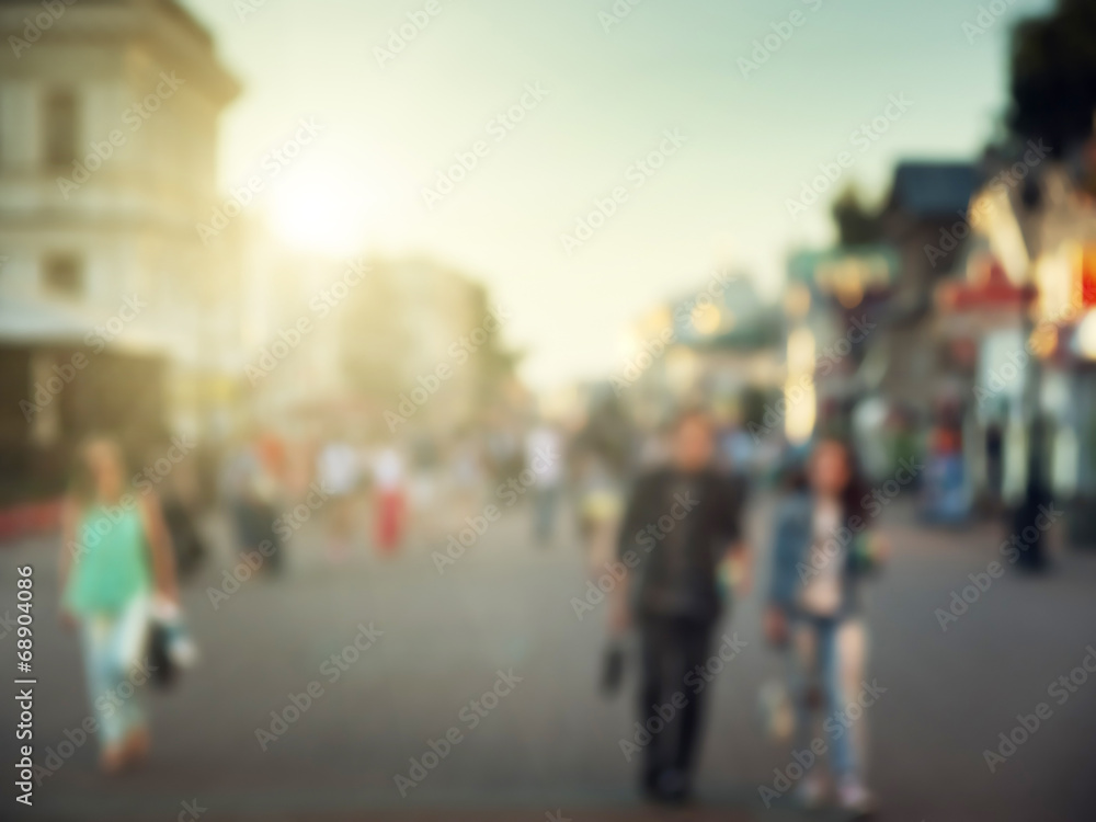 Street in european city in bokeh