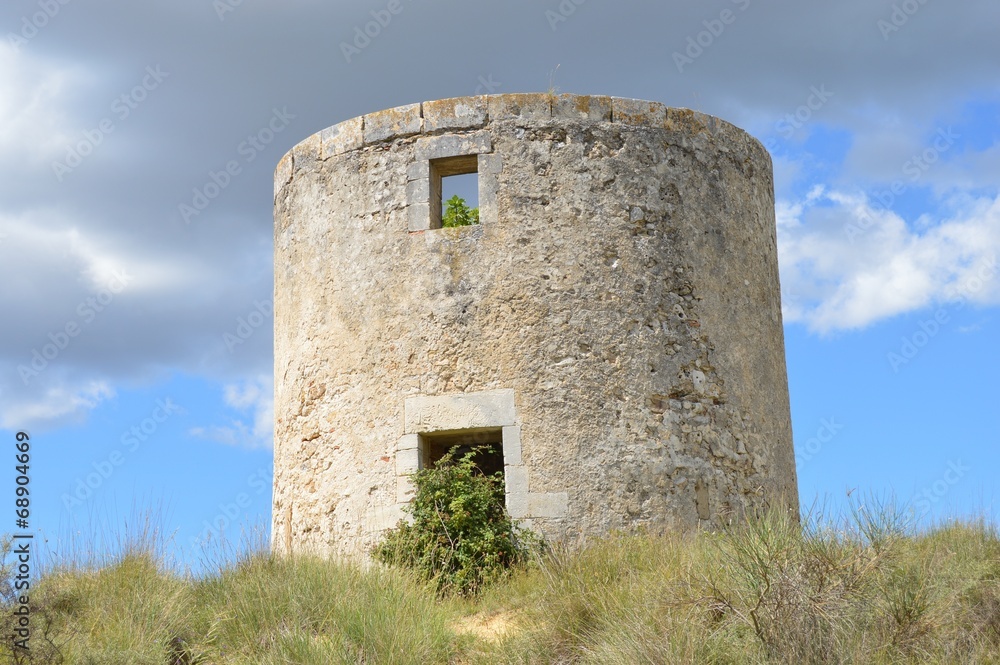 Watch-tower on the country side in Languedoc-Roussillon - France