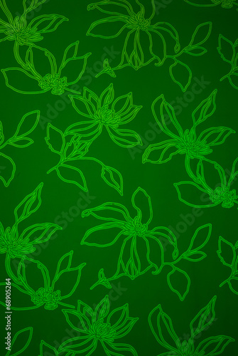 An exotic green color floral pattern weaved fabric as textural