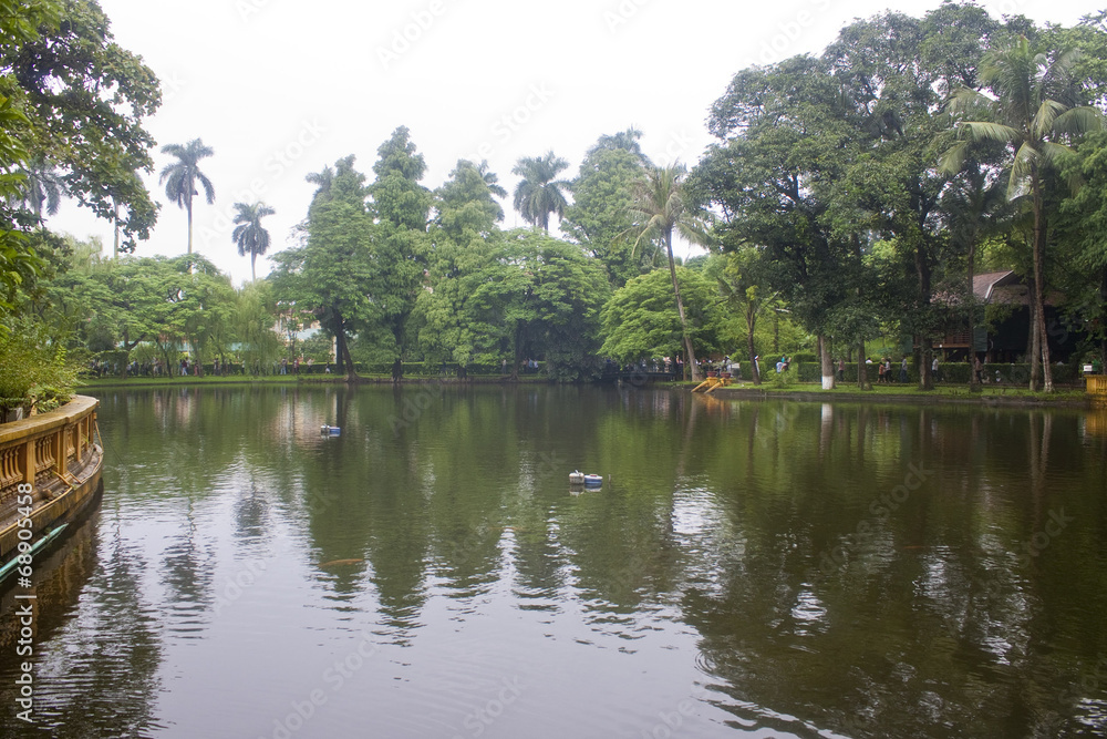 Pond in a garden at Ho Chi Minh's Residence in Hanoi, Vietnam