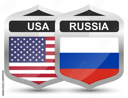 USA vs. Russia – Metal Shield Icons