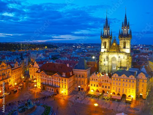 Town Square and Church of our Lady Tyn. Prague, Czech
