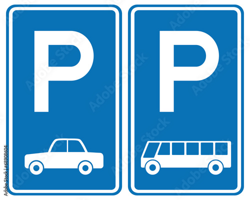 Park area sign for Cars and Bus