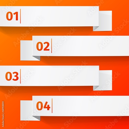 white sheets of paper on a red background. vector banners