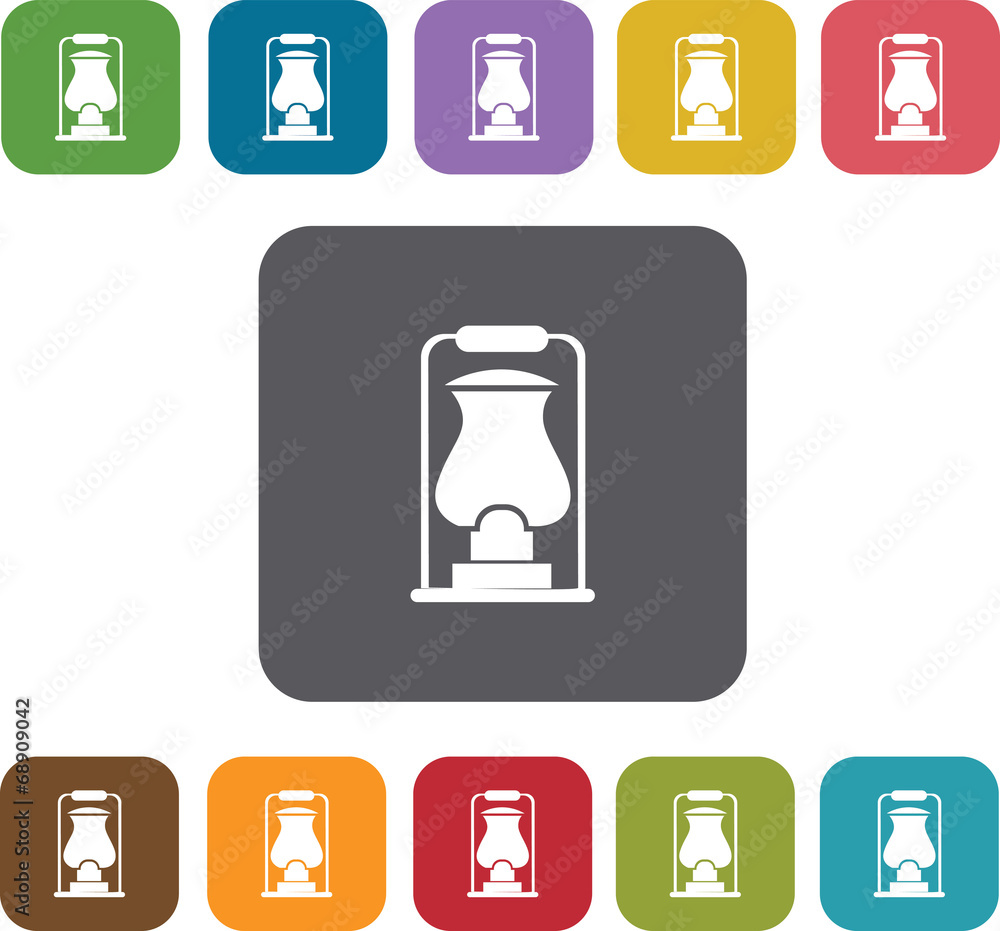 Hiking icons set. Rectangle colorful 12 buttons. Illustration ep Hiking icons set. Rectangle colorful 12 buttons. Illustration ep