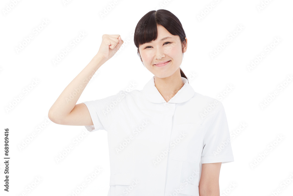 ガッツポーズするナース ガッツポーズするナース
