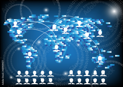 Business people and world network communication