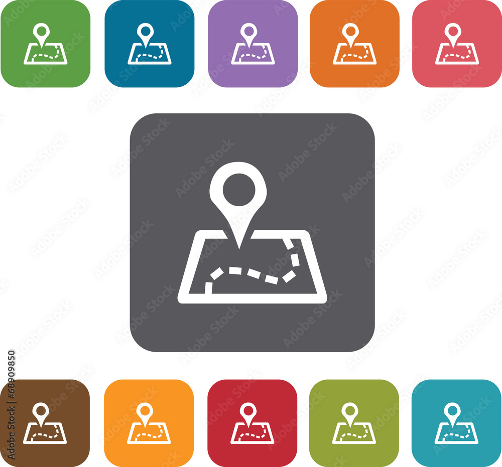 Map Icons and Location Icons set. Rectangle colorful 12 buttons. Map Icons and Location Icons set. Rectangle colorful 12 buttons.