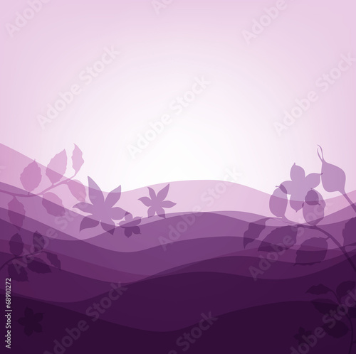 lilac background with waves and flowers © nadisoln