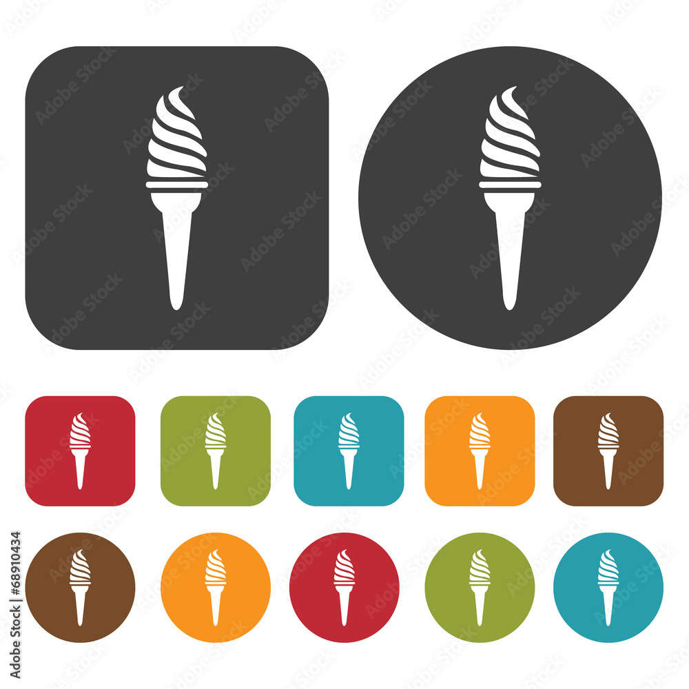 Ice cream. Travel and vacation summer icons set. Round and Recta Ice cream. Travel and vacation summer icons set. Round and Recta
