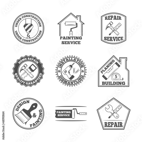 Home repair tools labels icons