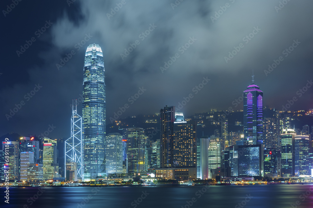 Victoria Harbor of Hong Kong at night