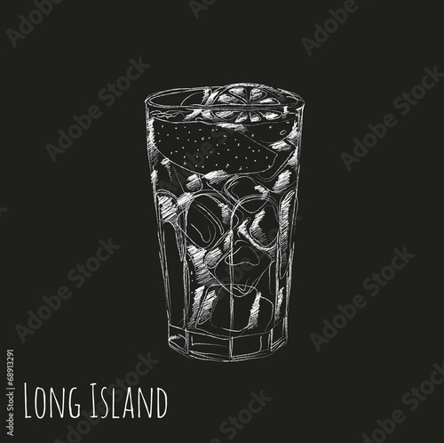 Cocktail Long Island on a blackboard menyu.kafe. bar. restaurant