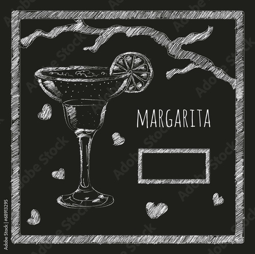 margarita cocktail on a blackboard menyu.kafe. bar. restaurant
