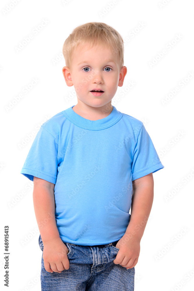 portrait of fashionable little boy in blue t-shirt portrait of fashionable little boy in blue t-shirt