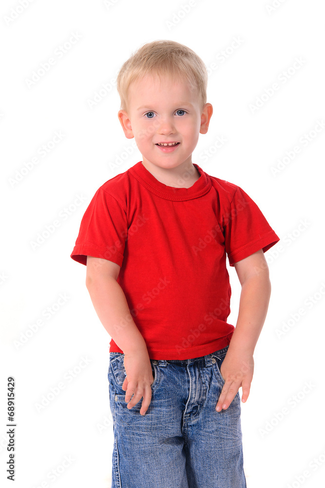 portrait of fashionable little boy in red t-shirt portrait of fashionable little boy in red t-shirt