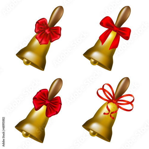 Set of school bells with red bows