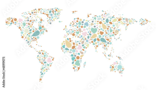 vintage pattern world map on white background vector illustratio