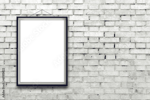 Blank vertical painting poster in black frame