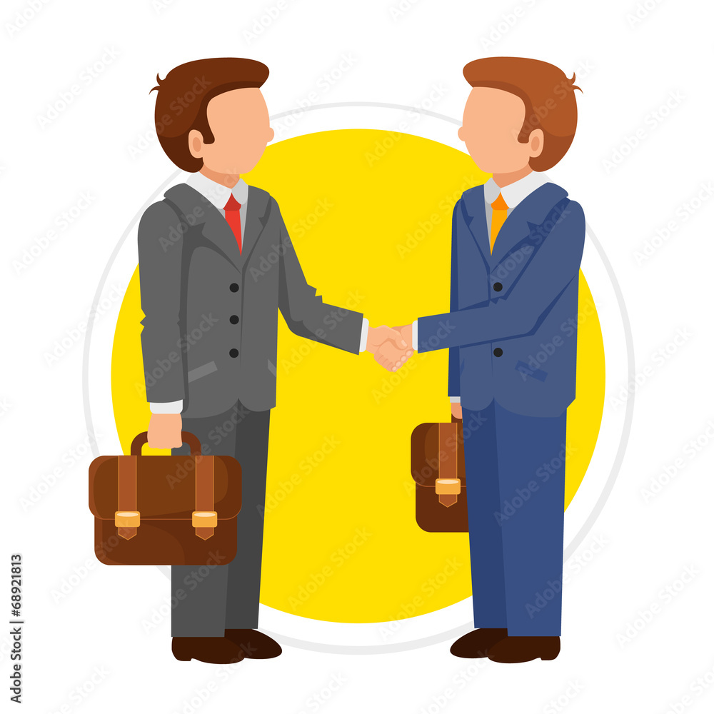 Obraz premium Vector Handshake Man Flat Round Icon