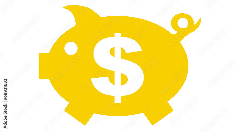 button - piggy bank in yellow with dollar symbol - 16to9 - g1178 button - piggy bank in yellow with dollar symbol - 16to9 - g1178