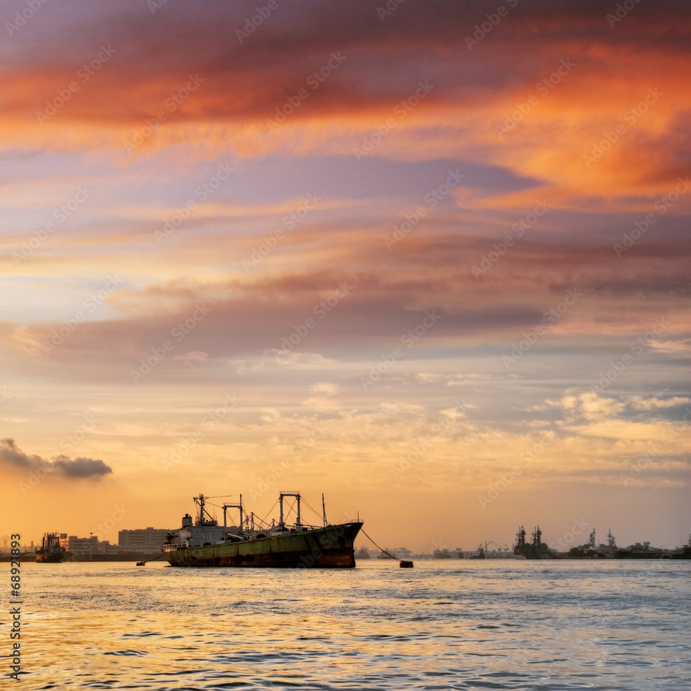 Freighter anchored