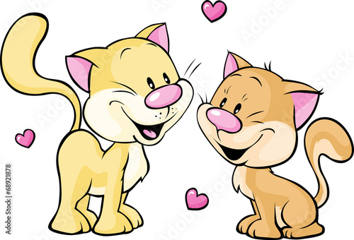 cute kitty in love isolated on white background