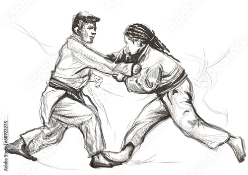 Judo - an full sized hand drawn illustration