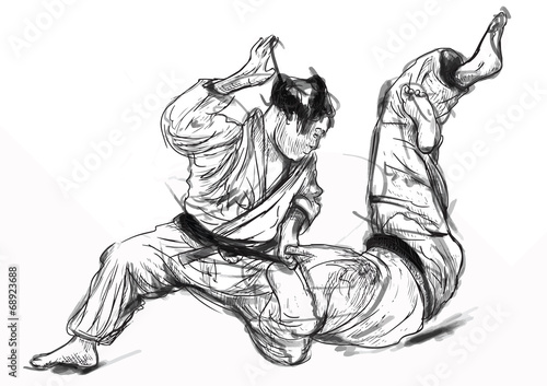 Judo - hand drawn illustration converted into vector